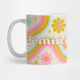 Gemini 70s Rainbow with Flowers Mug